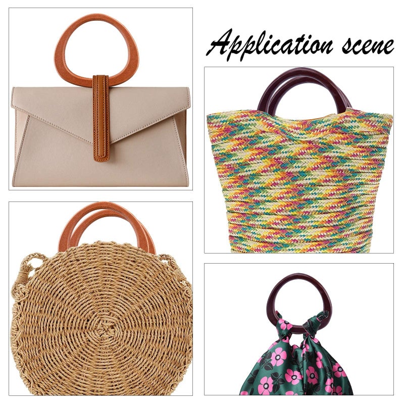 PH PandaHall D Shape Purse Handle, Wooden Bag Handles Replacement Smooth Handbag Handle Decorative Handles for Straws Beach Canvas Handbags Macrame Crocheted Purse Making, 4 Pack - Image 2