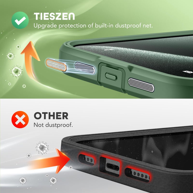 TIESZEN for iPhone 15 Pro Max Case, Compatible with MagSafe, Built-in Privacy Screen Protector and Camera Protection, Anti Spy Full Body Dustproof Shockproof Hard Phone Case 6.7", Pine Green - Image 5