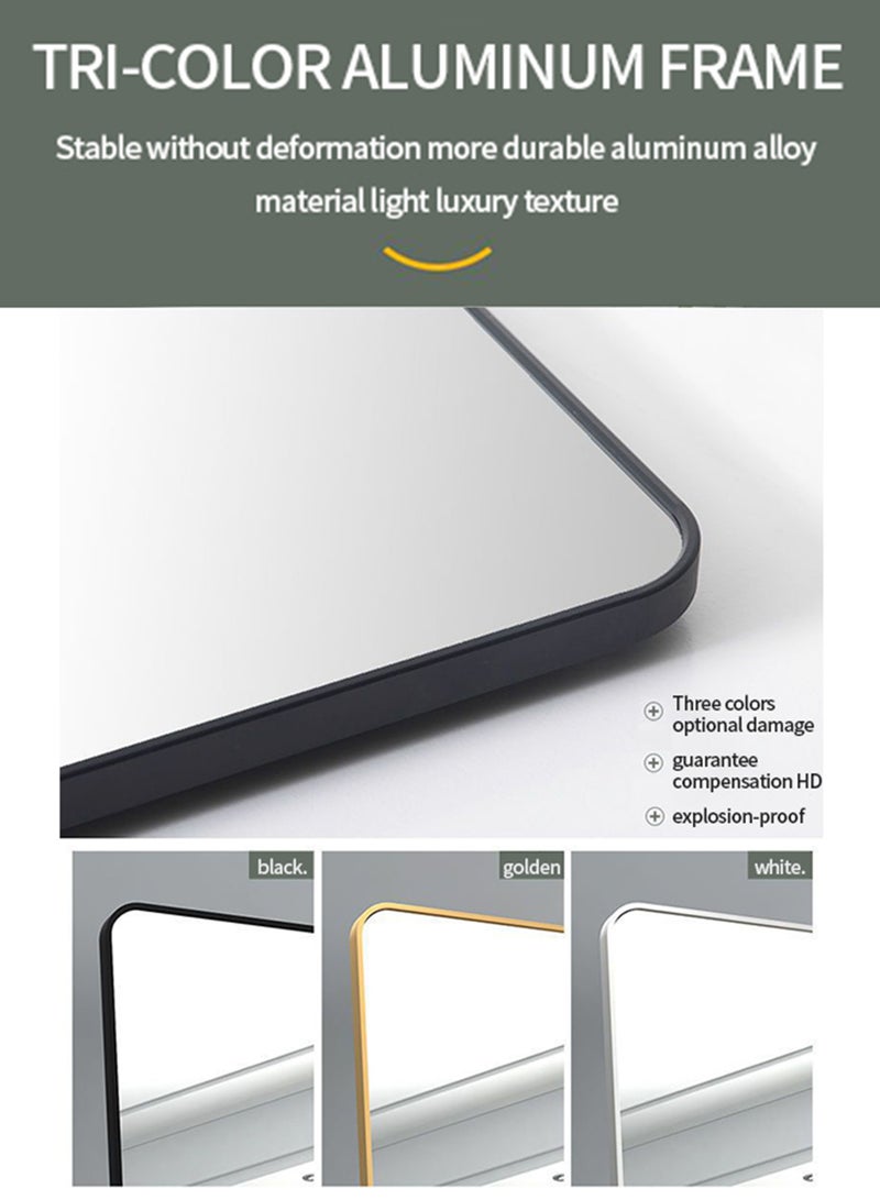 ويمارت مرآة كاملة الطول 150 سم - 40 سم من سبائك الألومنيوم، مرآة زينة كبيرة واقفة معلقة تميل على مرآة مثبتة على الحائط مع حامل لغرفة النوم وغرفة المعيشة (أسود) - Image 3