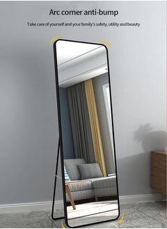 WEMART Mirror Full Length 150cm-40cm Aluminum alloy Large Standing Dressing Mirror Hanging Leaning Against Wall Mounted Mirror with Stand for Bedroom Locker Room Living Room (Black)  - Image 2
