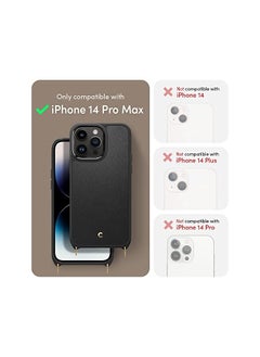 CYRILL Classic Charm Mag Compatible with iPhone 14 Pro Max Case Magnet (2022), iPhone 14 Pro Max Case with Strap for Women [Premium Vegan Leather] - Black  - Image 3