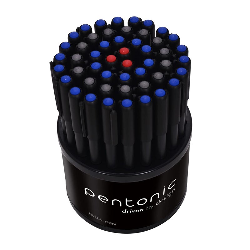Pentonic 0.7mm Ball Point Pen Tumbler Pack | Black Body | Blue, Black & Red Ink | Pack of 50 Pens - Image 3