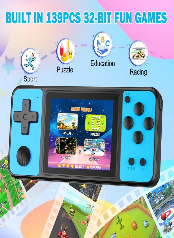 BEICO 32 Bit Handheld Games for Kids Rechargeable Preloaded 139 Video Games,Blue - Image 2
