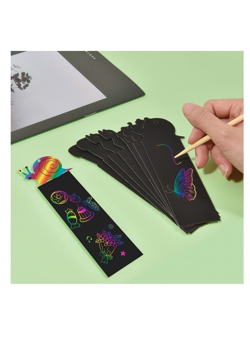SYOSI Scratch Art Magic Rainbow Bookmarks for Kids Children, Animal Craft DIY Paper Scratch Art Gift Tags with 60 Colorful Ropes and 30 Stylus for Classroom Gifts, Party Bags Filler for Kids (60Pcs) - Image 4