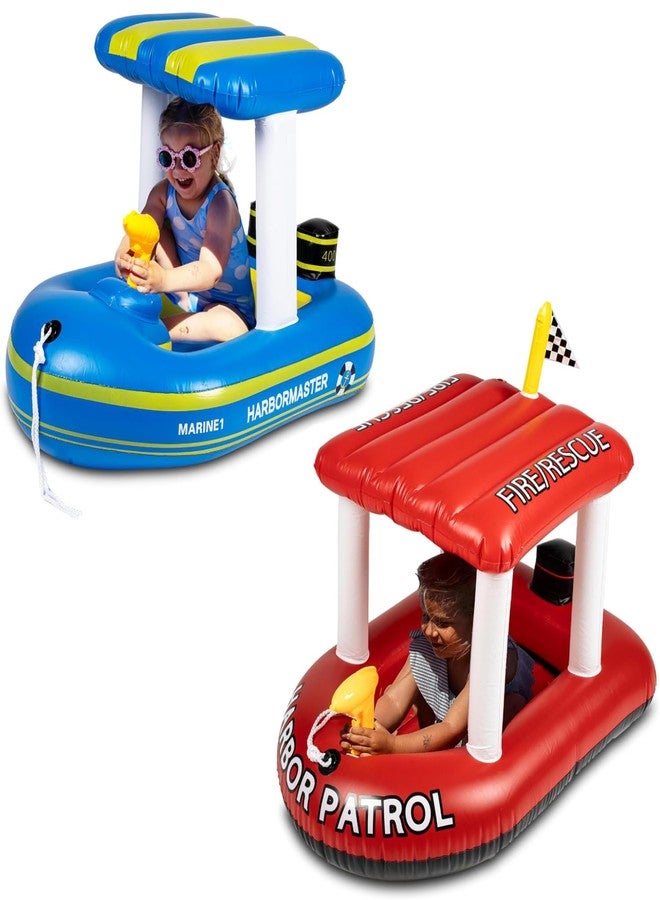 ZONETECH Zone Tech Inflatable Harbor Patrol Boat Pool Float and Harbor Master Boat Pool Float Ride On Fun Water Toy Squirter - Image 1