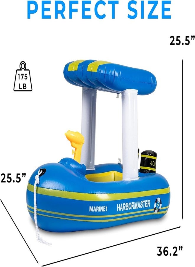 ZONETECH Zone Tech Inflatable Harbor Patrol Boat Pool Float and Harbor Master Boat Pool Float Ride On Fun Water Toy Squirter - Image 3