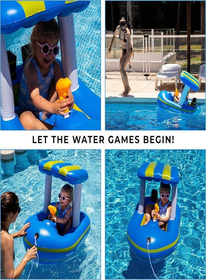 ZONETECH Zone Tech Inflatable Harbor Patrol Boat Pool Float and Harbor Master Boat Pool Float Ride On Fun Water Toy Squirter - Image 5