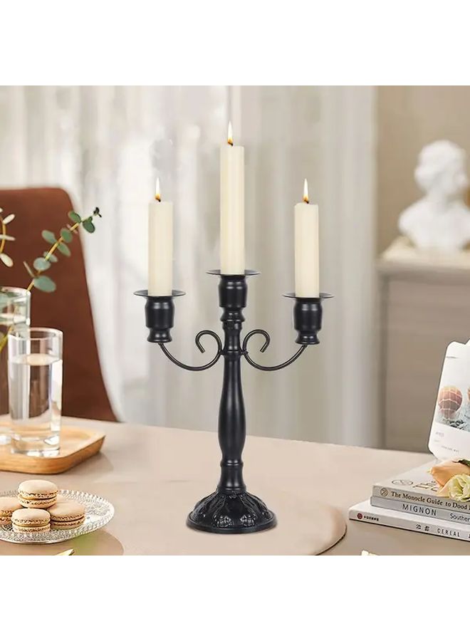 Black Metal Candle Holder Vintage Romantic Tabletop Decor 373 Size - Image 1