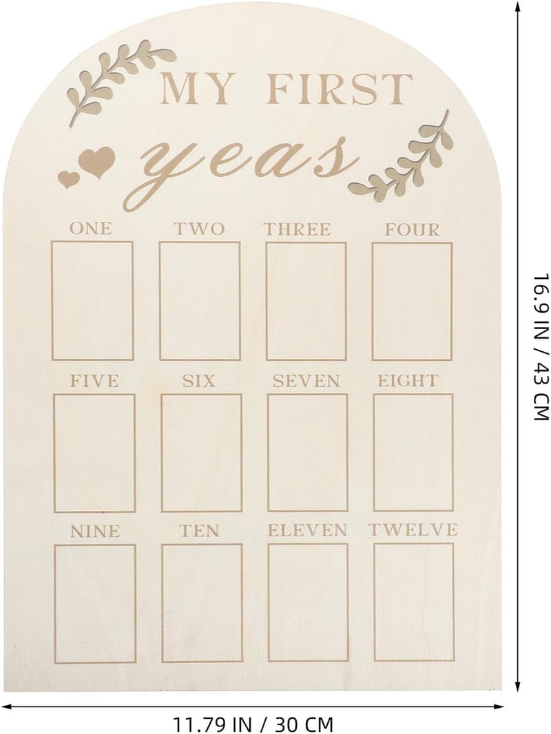 Zerodeko First Year Milestone Picture Frame Wooden Newborn Keepsake Photo Frame for Nursery Décor with Month Markers - Image 2