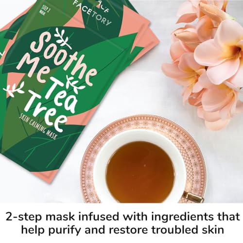 FACETORY K Beauty Face Mask Skin Care - Soothe Me Tea Tree 2-Step Sheet Mask with Tea Tree Extract & Chamomile + Soothing Ampoule | Skin Calming, Acne Clearing (5 Pack) - Image 5