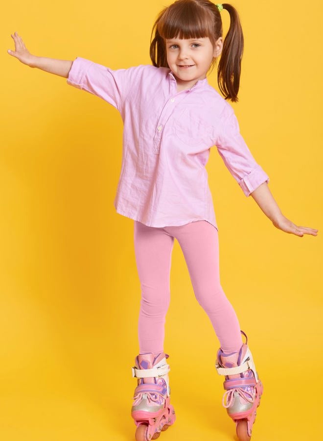 FEQO 5 Pack Toddler and Baby Girls Cotton Leggings Pants Full Length Basic Leggings Stretchy Leggings Tight Pants, White, Baby Pink, Lilac, Light Yellow, Sky Blue, 12-18 Months - Image 3