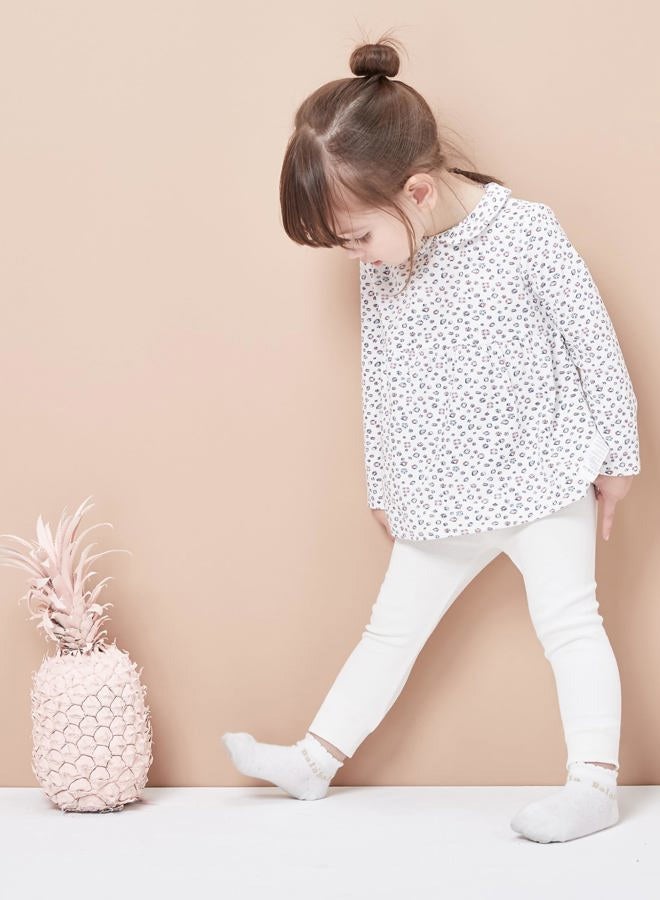 FEQO 5 Pack Toddler and Baby Girls Cotton Leggings Pants Full Length Basic Leggings Stretchy Leggings Tight Pants, White, Baby Pink, Lilac, Light Yellow, Sky Blue, 12-18 Months - Image 2