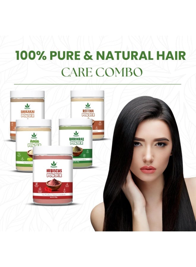 Havintha Herbal Hair Growth Powder Combo 1250g – Amla Reetha Shikakai Bhringraj Hibiscus Ayurvedic Hair Care Pack (250g Each, Pack of 5) - Image 2