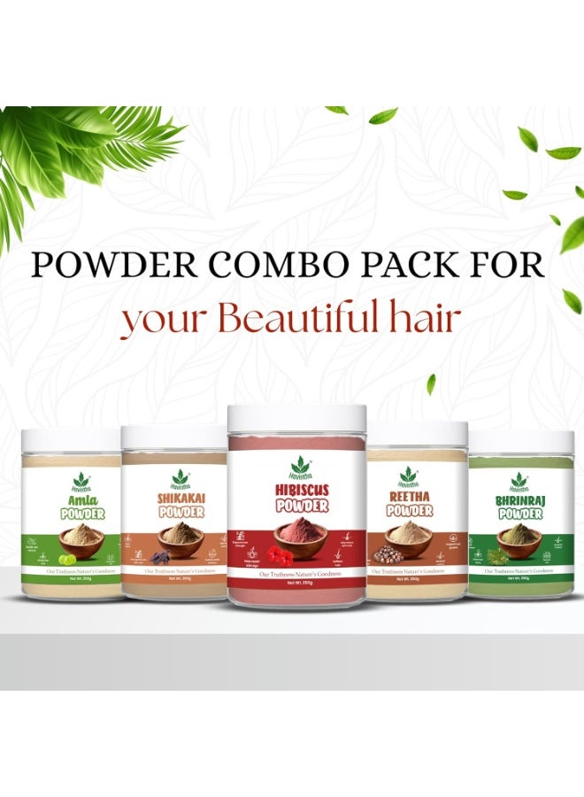 Havintha Herbal Hair Growth Powder Combo 1250g – Amla Reetha Shikakai Bhringraj Hibiscus Ayurvedic Hair Care Pack (250g Each, Pack of 5) - Image 3