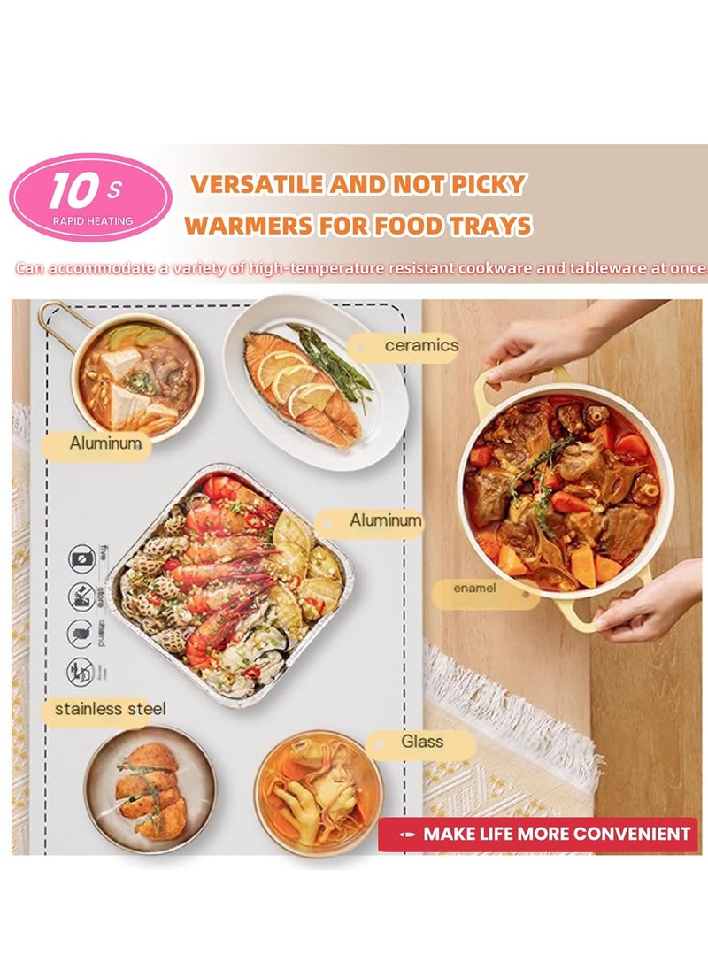 XiuWoo Portable Electric Food Warming Tray, Fast Heating Mat, Silicone Electric Warming Pad for Food, Roll Up Food Warmer Plate with 3 Temperature Settings, Organizer Rope  - Image 4
