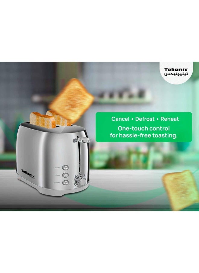 Telionix 2-Slice Bread Toaster 800W, Stainless Steel Body, 7-Level Browning Control, Defrost, Reheat, and Cancel Functions - pzsku/Z6BF80B0715F18EA120F4Z/45/_/1738915630/186e384f-6b30-4aa4-98ea-15677a8c4902