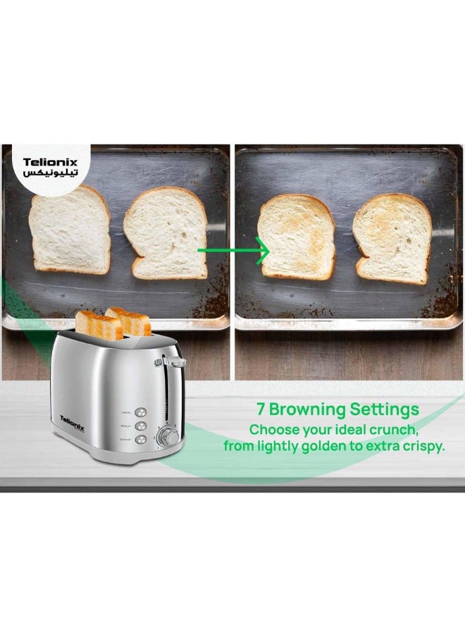 Telionix 2-Slice Bread Toaster 800W, Stainless Steel Body, 7-Level Browning Control, Defrost, Reheat, and Cancel Functions - pzsku/Z6BF80B0715F18EA120F4Z/45/_/1738915630/3a2235d3-2ea0-4748-afc6-669e72a3419d