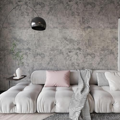 BAYYA Concrete Wallpaper Peel and Stick Grey/Brown/Beige Cement Contact Paper 15.8"x591" Industrial Style Self Adhesive Waterproof Removable Wall Covering Vinyl Film Furniture Stickers for Wall - Image 1