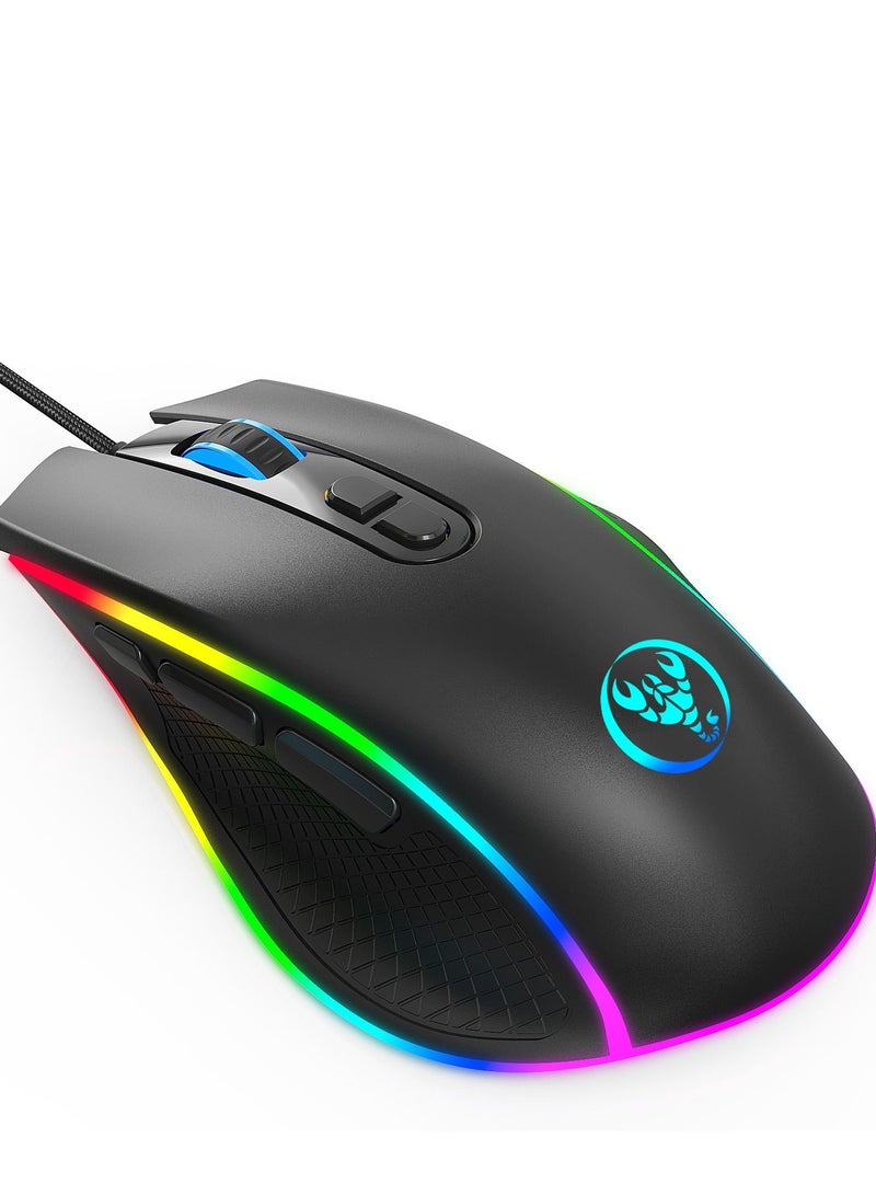 A906 Wired Gaming Mouse With Adjustable DPI Ergonomic Design For Desktop Laptop White/Silver(Black)