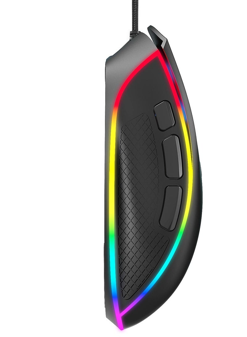A906 Wired Gaming Mouse With Adjustable DPI Ergonomic Design For Desktop Laptop White/Silver(Black)