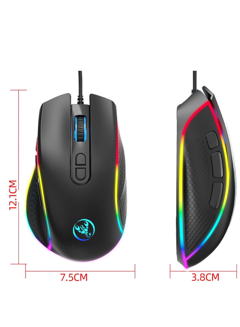 A906 Wired Gaming Mouse With Adjustable DPI Ergonomic Design For Desktop Laptop White/Silver(Black)