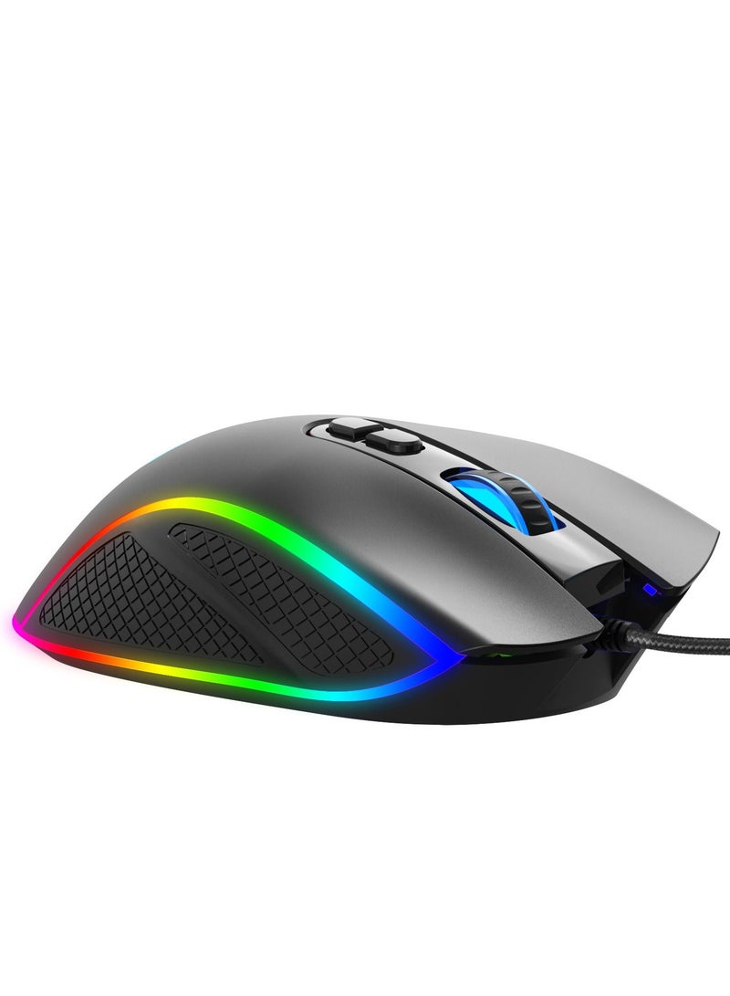 A906 Wired Gaming Mouse With Adjustable DPI Ergonomic Design For Desktop Laptop White/Silver(Black)