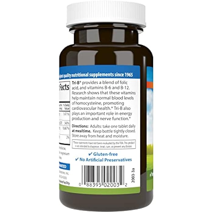 Carlson - Tri-B, Vitamin B Complex, 25 mg Vitamin B-6, 400 mcg Vitamin B-12, Folic Acid Energy Pills, Promote Cardiovascular Health, B Complex Vitamins, B12 Supplement, B Vitamin Complex, 360 Tablets - Image 3