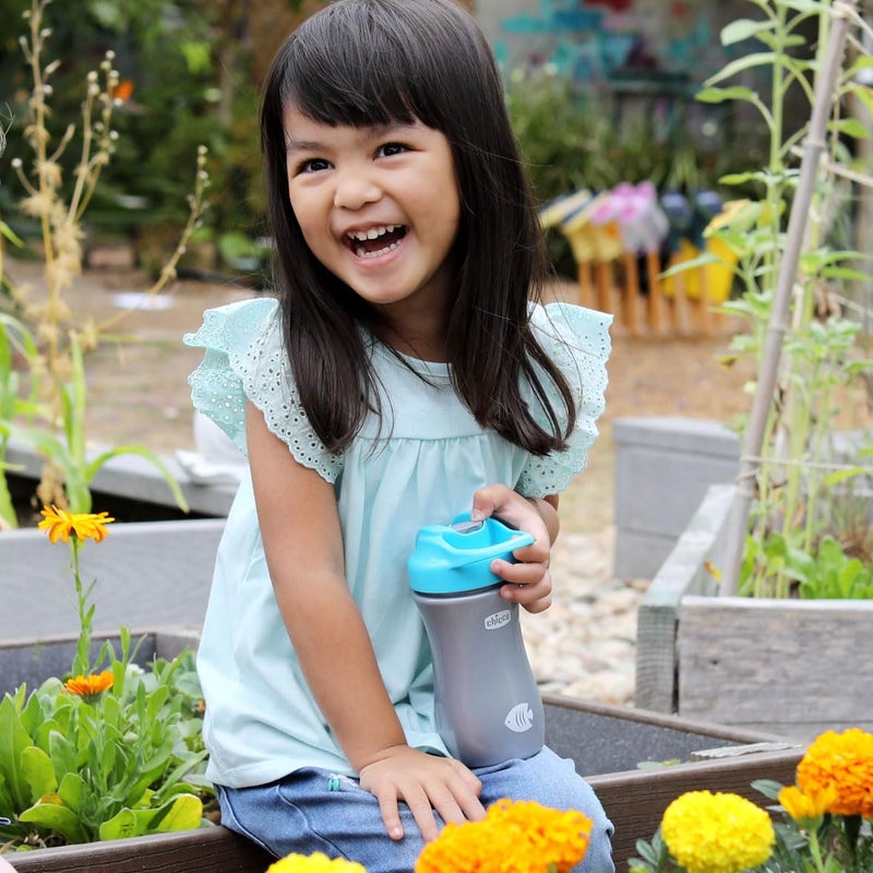 Chicco Soft Spout Tumbler with Silicone Straw and Spill-Proof Lid 12oz.| Built-In Carry Handle | Top-Rack Dishwasher Safe | Easy to Hold Travel Cup | Teal/Silver| 18+ months - Image 2