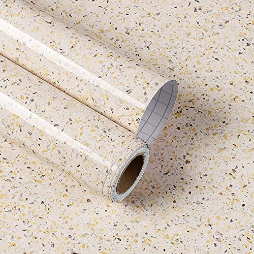 ELTON Granite Self Adhesive Waterproof Contact Film Wallpaper for Countertops Cupboard Door, Almirah, Fridge, Tabletop, Wall, Floor (2X16 FT, Glossy Gold Granite, EL22222) - Image 1