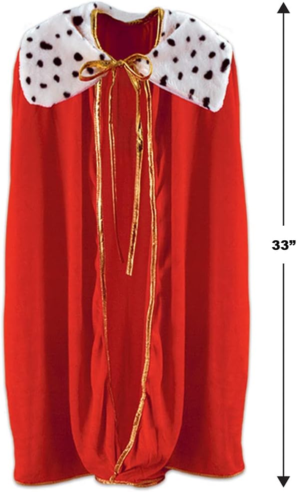 Beistle Child Size Red King Queen Robe Fantasy Prince Princess Medieval Halloween Costume Cape Mardi Gras Accessory 33 - Image 4
