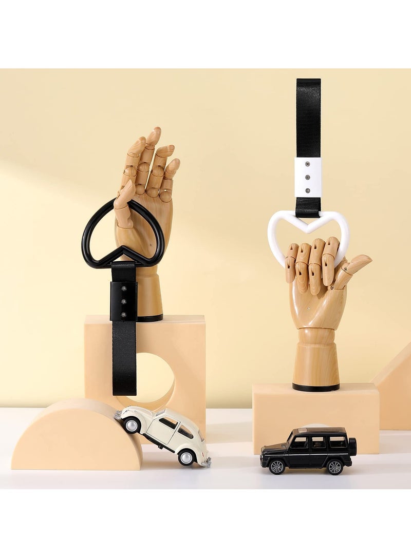 SYOSI 4 Pieces Heart-shaped Rings Car Handle Straps, Car Decor Car Handle Straps Rear Bumper Warning Ring Car Interior (Black, White) - Image 4