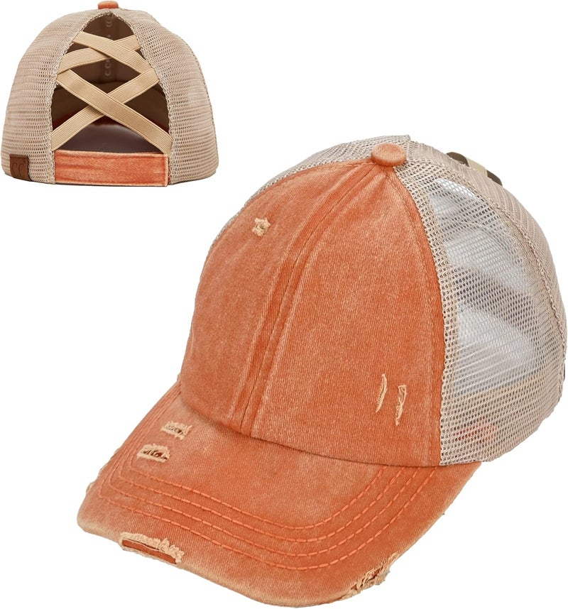 Funky Junque Ponytail Hat for Women - Baseball Cap with Adjustable Fit & High Pony Tail Criss Cross Back for Everyday Wear - Image 1