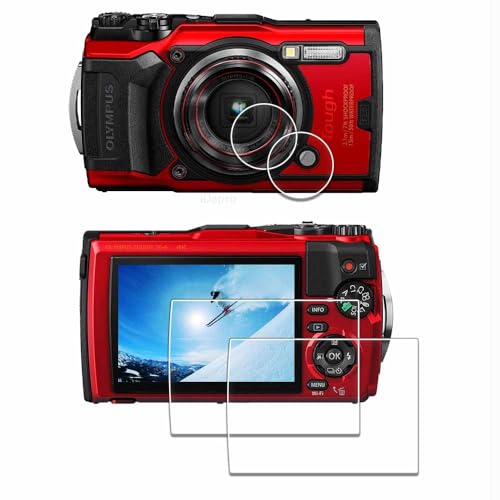 iDaPro 2+2 Pack Lens Screen Protector for Olympus Tough TG-7/TG-6/TG-5/TG7/TG6/TG5/OM SYSTEM Tough TG-7 Tempered Glass Bubble Free - Image 1