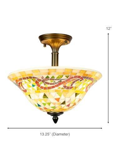 Dale Tiffany Lamps 8780/3LTF Tiffany/Mica Three Light Flush Mount Series Collection Finish, Antique Brass, 12.00x13.25x13.25 - Image 3