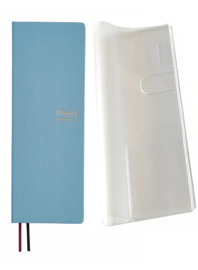 receip Undated Weekly Planner Notebook Pocket Organizer Appointment Book Journal Notebook A6 Week Plan Notepad (Sky blue with cover) - Image 1