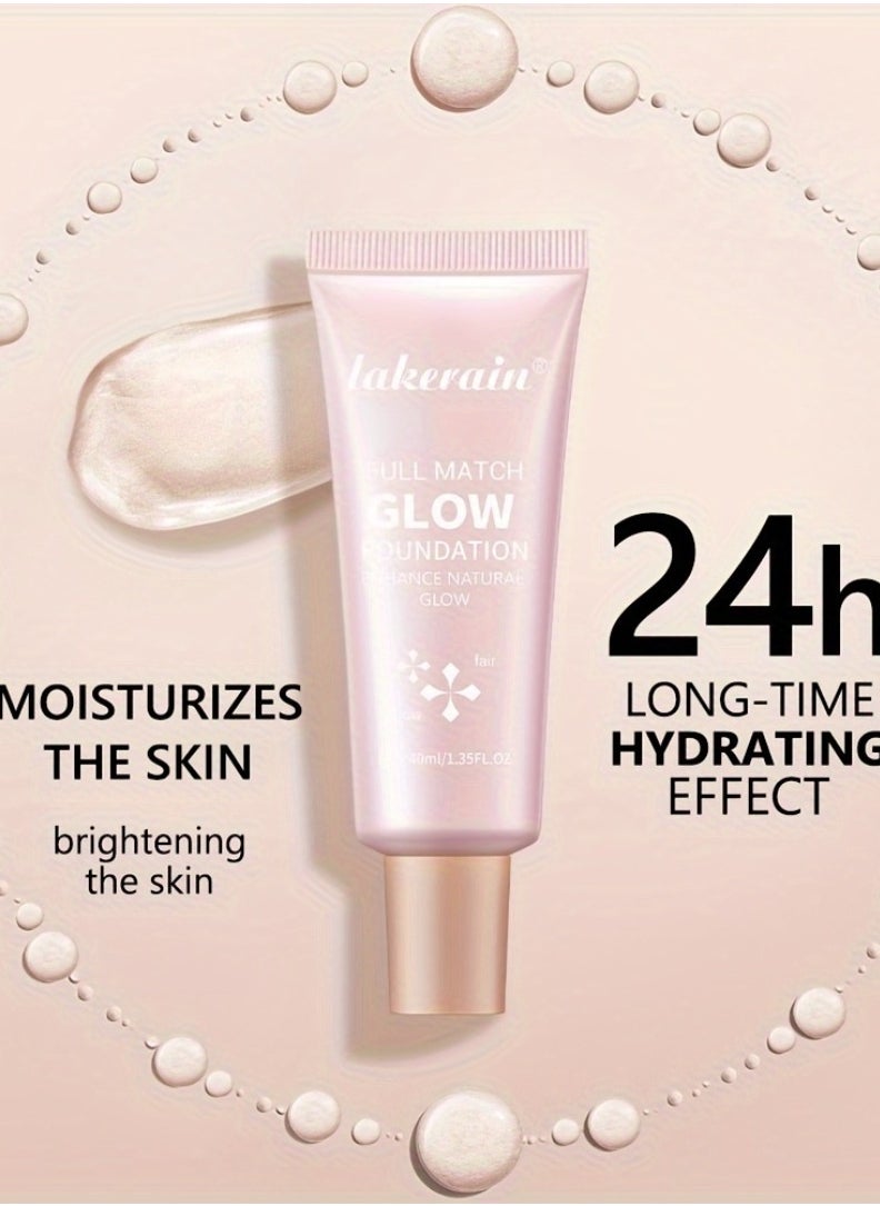 lakerain - Full Match Glow Foundation Enhance Natural Glow Liquid Foundation Highlighter Makeup for Face and Body Moisturize High Coverage Long Lasting Highlighter Foundation Cream 40ml Deep 04 - Image 1