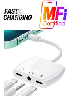 Lightning to 3.5mm Headphone Jack Audio Adapter Earphone Splitter Adapter with Charging Port for iPhone for iPhone to aux adapter Compatible With iPhone 13 12 11 X 8 7 Support Newest iOS 15