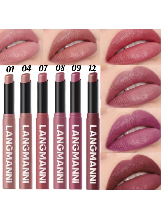 LANGMANNI 6-Pack Matte Lipstick Set, Long-Lasting Twist-Up Lip Paste, Mixed Color System, All Skin Types, Perfect for Valentine'S Day & Birthday Gifts - Image 2
