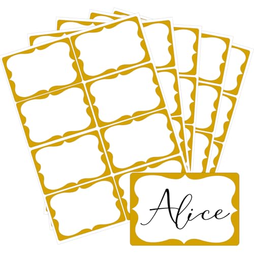 labelon Gold Name Tags,2"x 3" Name Tag Stickers with Gold Border 200 Pcs Adhesive Name Tags Sticker Name Badges Labels for School, Office, Home, Party, Conferences, New Year - Image 1