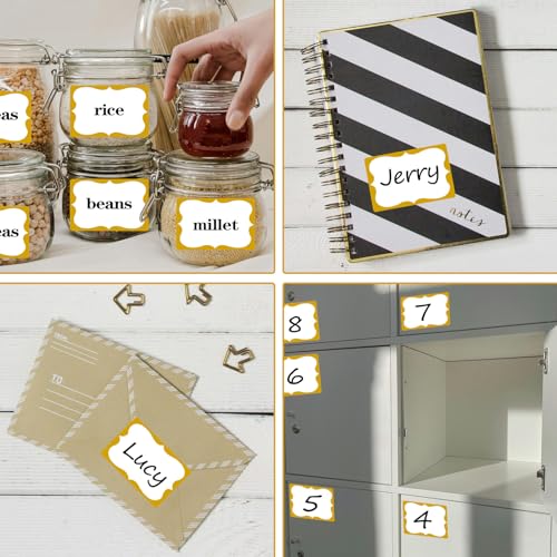 labelon Gold Name Tags,2"x 3" Name Tag Stickers with Gold Border 200 Pcs Adhesive Name Tags Sticker Name Badges Labels for School, Office, Home, Party, Conferences, New Year - Image 4