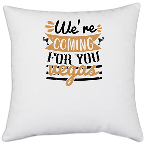 UDNAG White Polyester 'Girls Trip | we re Coming for You Vegas' Pillow Cover [16 Inch X 16 Inch] - Image 1