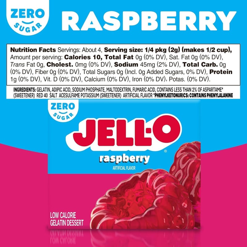 Jell-O Raspberry Sugar Free Gelatin Dessert Mix (Pack of 6) - Image 2