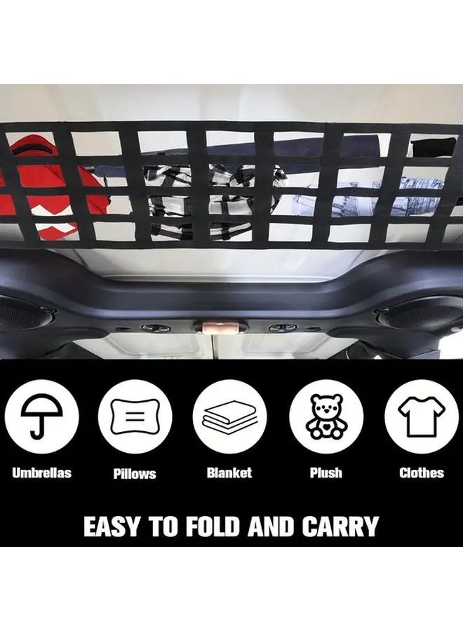 Mesh Cargo Net Hammock Roof Top Storage Bag for Jeep 1987-2024 Black - Image 4