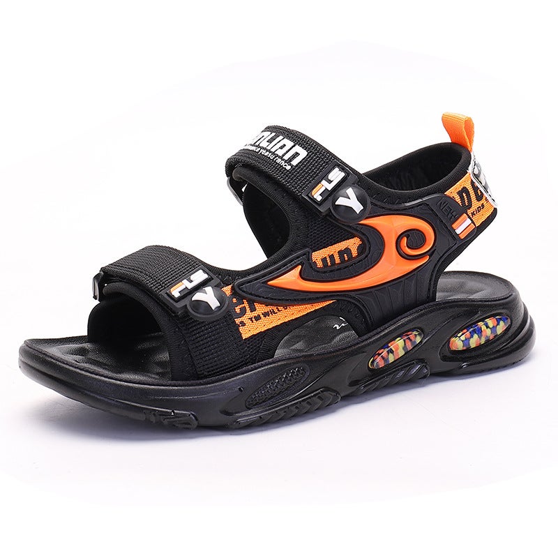 Boys' Sandals 8-12 Years Old 2024 Non-Slip Velcro Kidsren'S Beach Shoes Boys Middle And Large Kidsren - Image 1