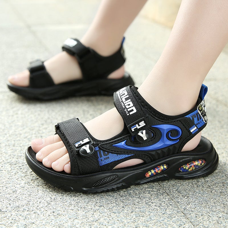 Boys' Sandals 8-12 Years Old 2024 Non-Slip Velcro Kidsren'S Beach Shoes Boys Middle And Large Kidsren - Image 2