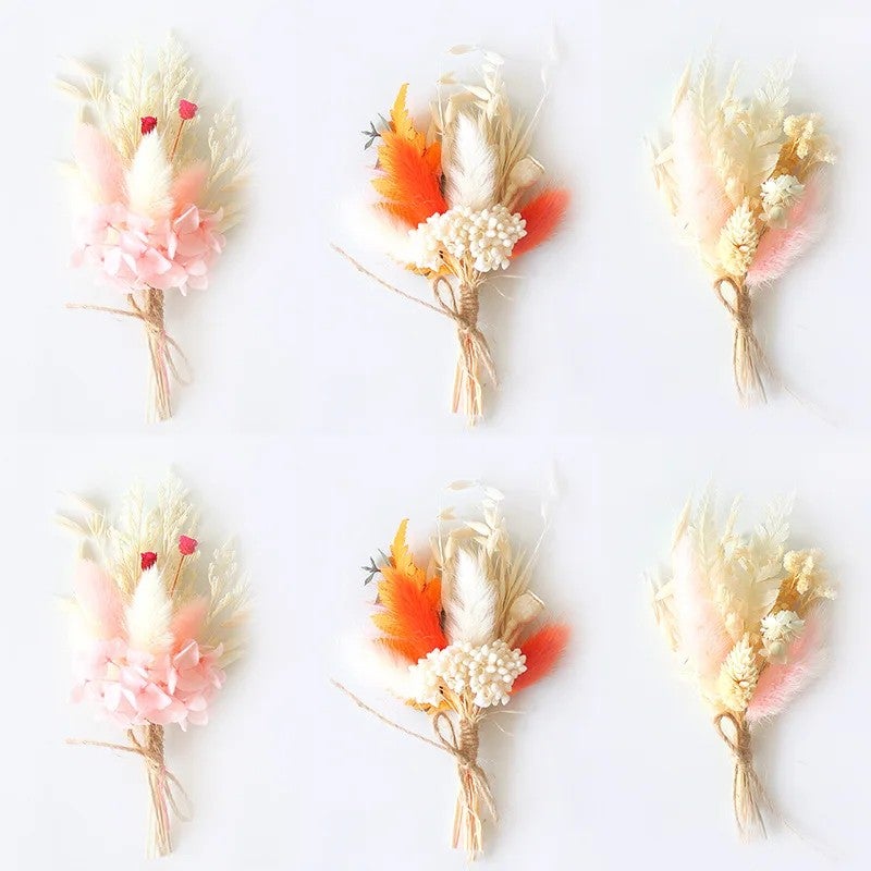 Bluejw Trendy Rustic Dried Flower Wedding Bouquet - Boho Pampas Grass Bridal Flowers with Natural Dried Plants - Image 2
