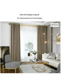 Bluejw 2 Panels Blackout Curtains For Living Bedroom Polyester Light Blocking,Thermal Insulation,Noise Reduction Grommet Light Brown  - Image 4