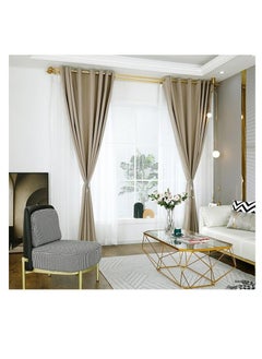 Bluejw 2 Panels Blackout Curtains For Living Bedroom Polyester Light Blocking,Thermal Insulation,Noise Reduction Grommet Light Brown  - Image 5