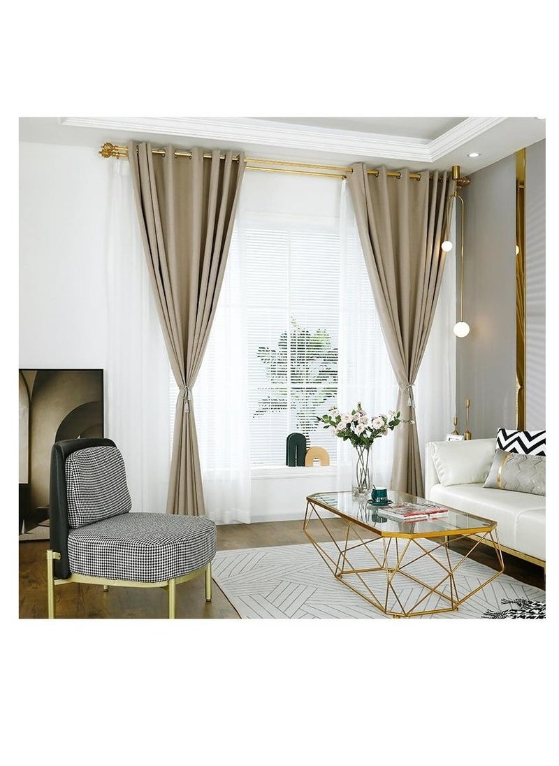 Bluejw 2 Panels Blackout Curtains For Living Bedroom Polyester Light Blocking,Thermal Insulation,Noise Reduction Grommet Light Brown  - Image 5