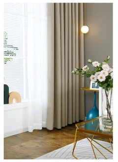 Bluejw 2 Panels Blackout Curtains For Living Bedroom Polyester Light Blocking,Thermal Insulation,Noise Reduction Grommet Light Brown  - Image 1